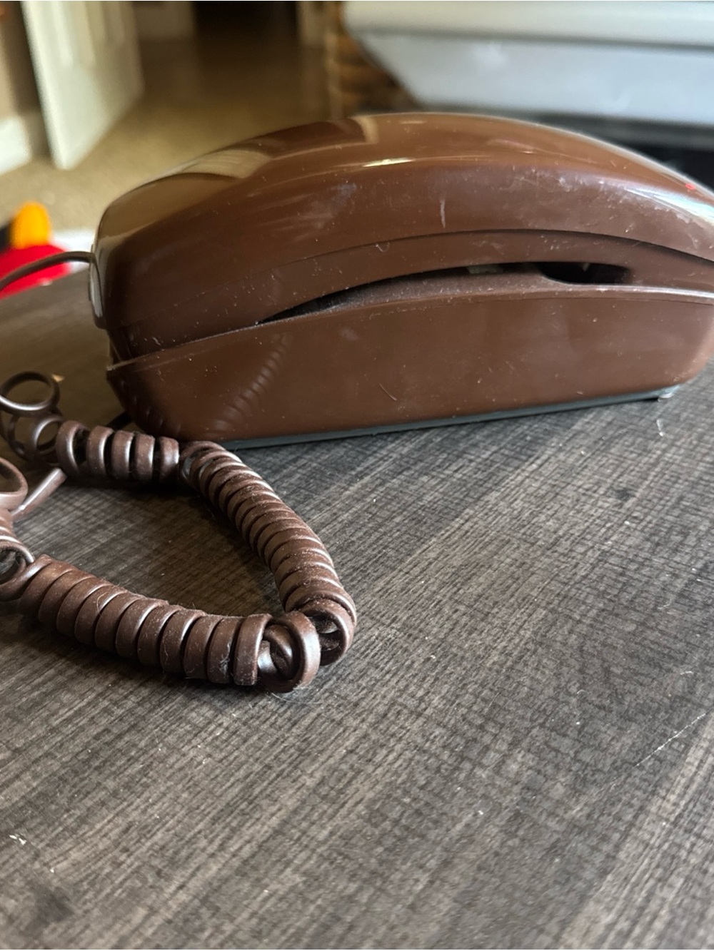 Vintage Western Electric Bell Brown Trimline Push Button Wall Telephone UNTESTED
